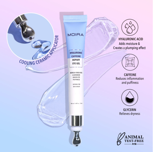 MOIRA HIDRATANTE PARA CONTORNO DE OJOS EN GEL HIALURONIC CAFFEINE DEPUFF