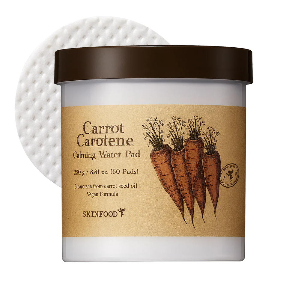 SKINFOOD ALMOHADILLA CALMANTE PIELES SENSIBLES CON EXTRACTO DE ZANAHORIA CARROT CAROTENE CALMING WATER PAD 60 PZAS