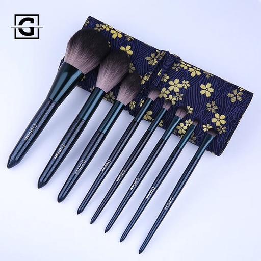 [6971651820115] DUCARE SET DE 8 BROCHAS PARA MAQUILLAJE CON PORTA BROCHAS AZUL POWDER HIGHLIGHT